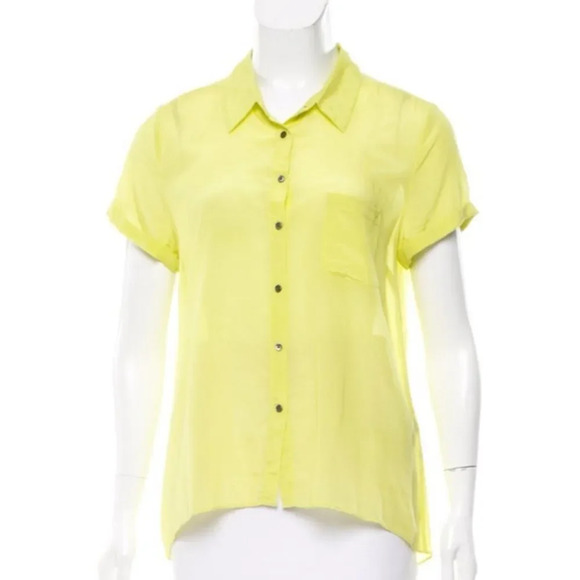 ELIZABETH AND JAMES Silk-Blend High-Low button Top - Picture 5 of 9